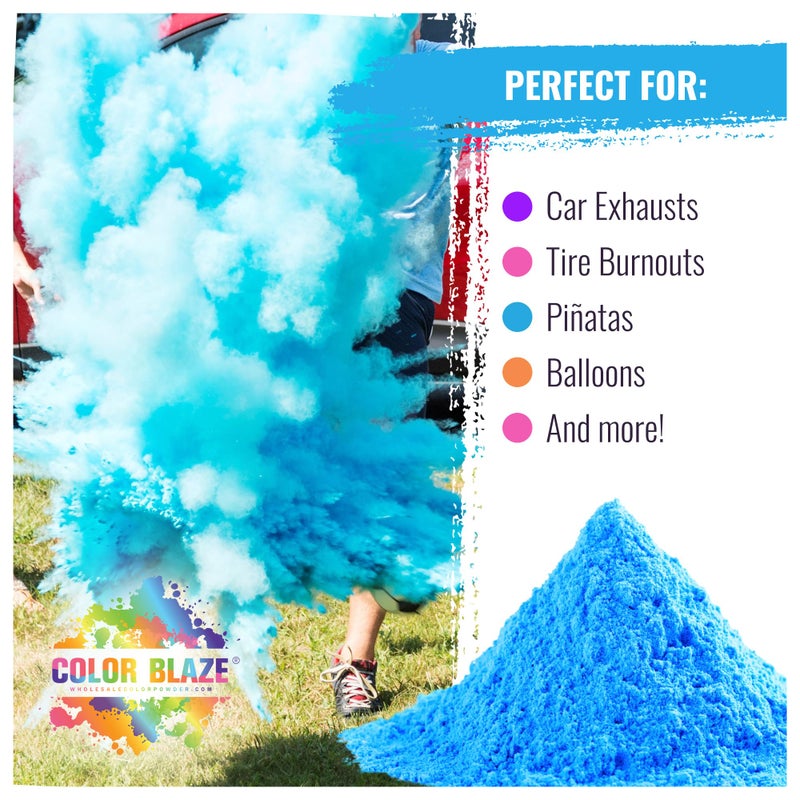 Color Blaze Blue Baby Gender Reveal Powder - 2 Pounds of Colored Powder for Boy - for Motorcycle Burnout, Toss, Photoshoot, Party & Festival - Combo Pack of 2 Bags with 1 Pound - Blue - Image 4
